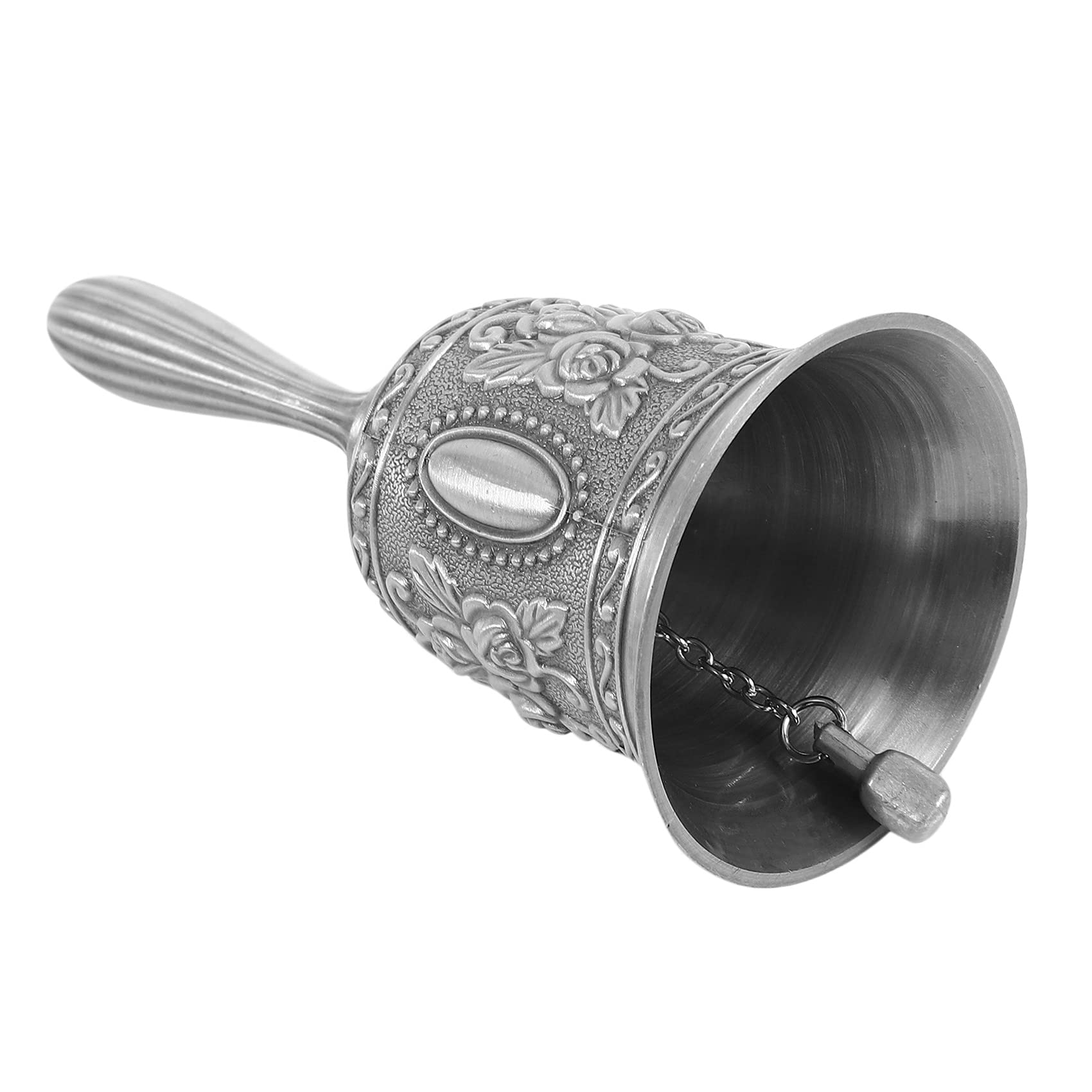 tassieroon Hand Bell, Metal Tone Hand Hold Service Call Bell Desktop Bell Tea Dinner Bell Game Bell, Christmas Bell Silver