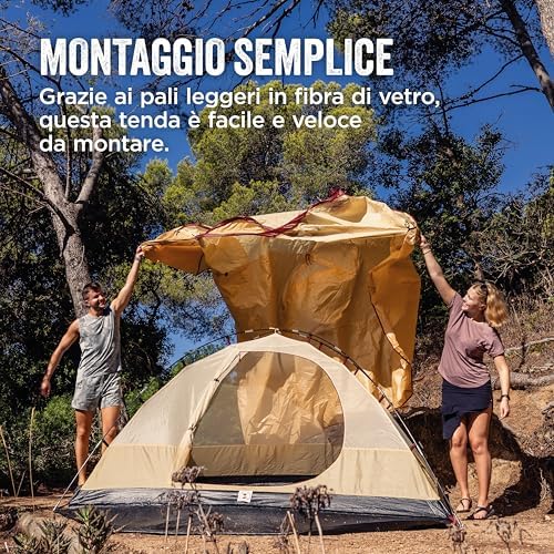 Tenda estiva Darwin 3 Plus | Tenda a cupola compatta per 3 persone | Tenda da campeggio leggera per 3 persone | Tenda per festival ed escursioni | Impermeabile 2000 mm | Traspirabilità extra
