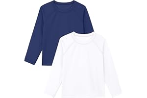 Poroka 2 Pack Baby and Toddler Boys' UPF 50+ Long-Sleeve Rashguards Baby Boy Quick Dry Swim Shirt Toddler Swimwear Surf Tops