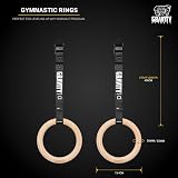 GRAVITY FITNESS Wooden Gymnastic Rings 28mm with Adjustable Straps Buckle view 3