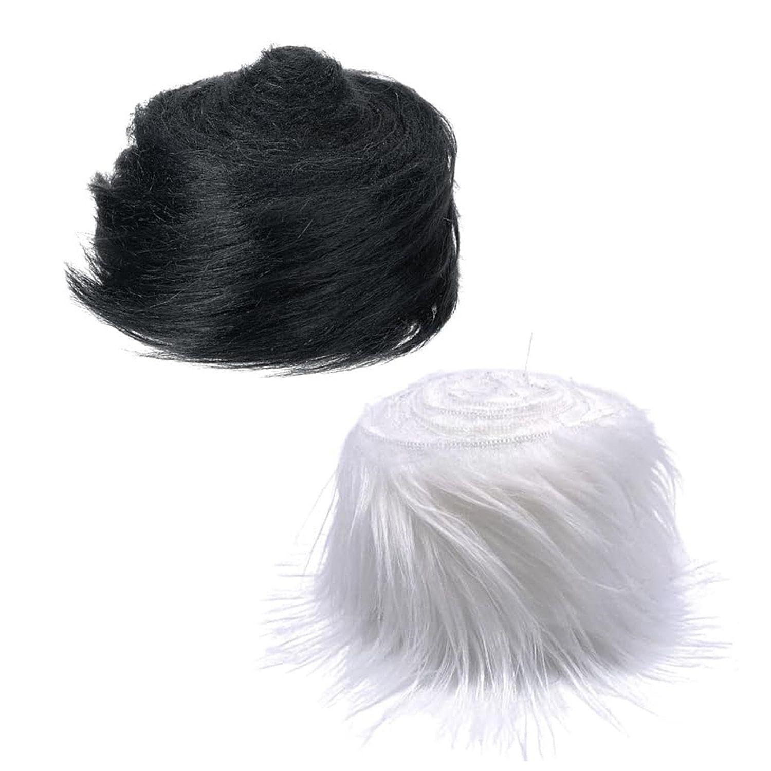WUFGWBD 2 Rolls of 100% Synthetic Artificial Fur Fabric, Plush Fur, DIY Craft Decorations, Beard Making Accessories, Decorative Fur Tape