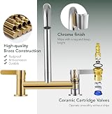 Peppermint Bridge Kitchen Tap 2 Hole Chrome 360 Swivel Spout Brass view 7