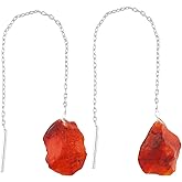 Shivangi Gems Natural Raw Gemstones Threader Earrings, Handmade Dangling Earrings for Women, Silver Plated Earrings, Rough Stones Healing Crystals, Women Jewelry, Gift For Her