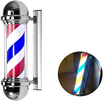 LED Poste de barbero,Retro LED Peluquería Rayas Impermeable Ligero