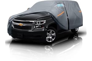 DOZENTRO Large SUV Car Cover for Chevy Suburban 100% Waterproof All Weather, Heavy Duty Outdoor Full Exterior Covers Rain Sun Wind UV Hail Protection.