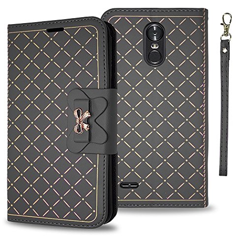 LG Stylo 3 Case, Willmart (Tm) Flip Folio [Kickstand Feature] PU leather wallet case with ID Credit Card Pockets for LG Stylus 3 with Strap (Black)