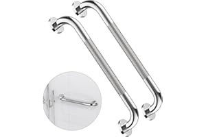 2 Pack 16 Inch Anti Slip Shower Grab Bar Handle, ZUEXT Chrome Stainless Steel Bathroom Grab Bar, Knurled Bathroom Balance Bar,Safety Hand Rail Support,Handicap Elderly Injury Senior Assist Bath Handle