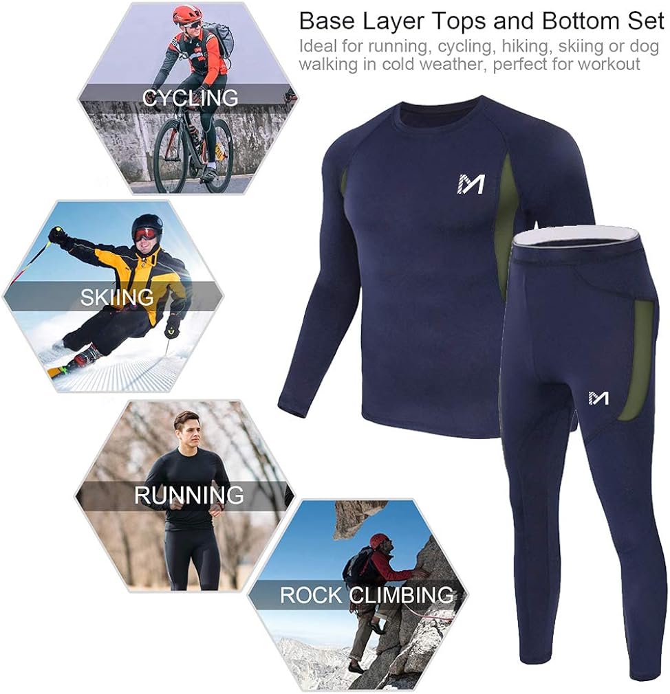 Men’s Thermal Underwear Set, Sport Long Johns Base Layer for Male, Winter Gear Compression Suits for Skiing Running at  Men’s Clothing store