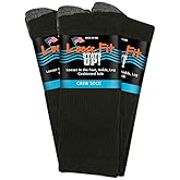 Loose Fit Stays Up Men's and Women's Casual Crew Socks (Pack of 3) Made in USA! Cushioned Sole