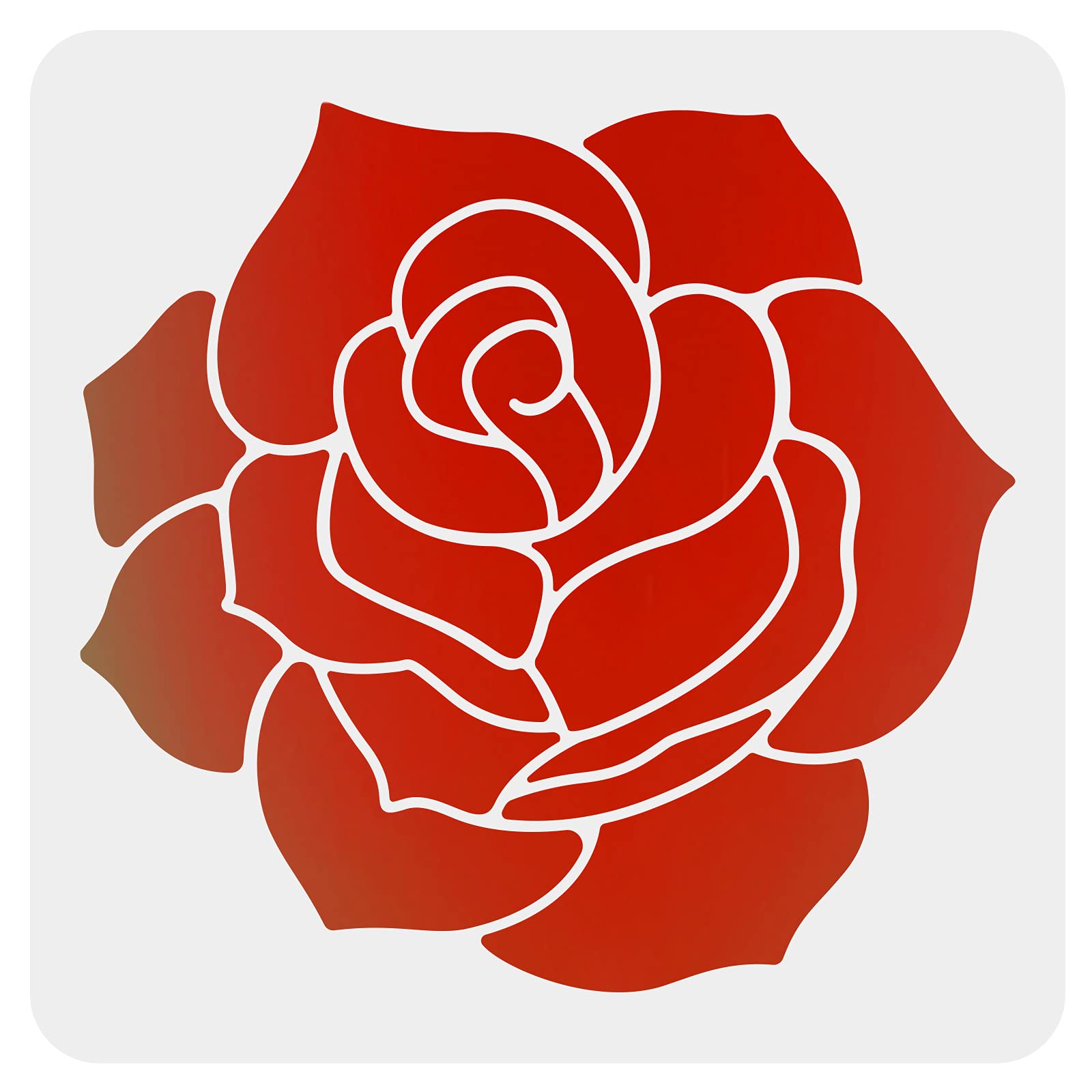 FINGERINSPIRE Floral Rose Flower Stencil - 30x30cm Square, Reusable Art & Craft Stencil for Painting on Wood (White)