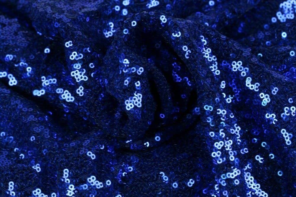3mm Sequins Fabric 2 Way Stretch Fish Scales Multicoloured Material for Carnival Crafts - 130cm Wide (1 METRE, Royal Blue)