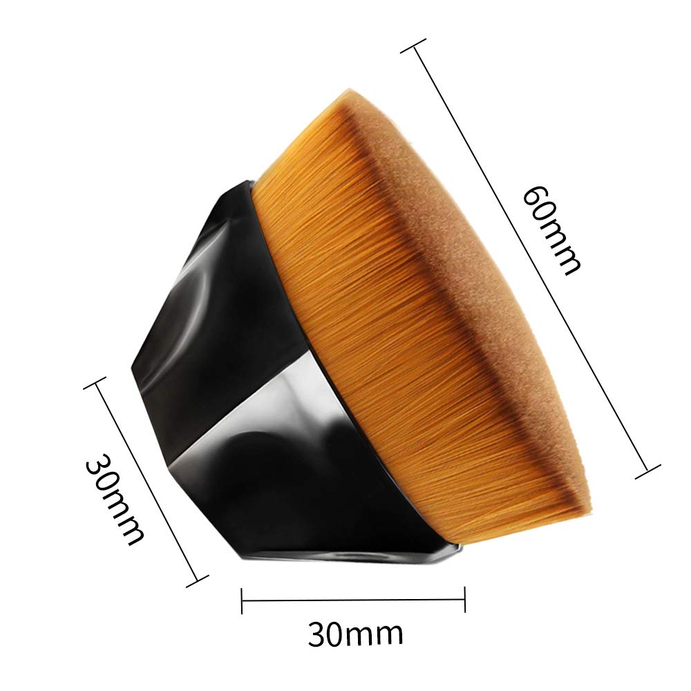 Foundation Makeup Brush Flat Top Kabuki Hexagon Face Blush Liquid Powder Foundation Brush for Blending Liquid, Cream or Flawless Powder Cosmetics with Bonus Protective Case (Black) …: Beauty