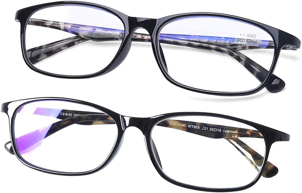 Computer Reading Glasses Blue Light Blocking Italy Design TR90 Pattern Frame Rectangular Readers for Men and Women