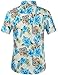 SSLR Men's Flower Casual Button Down Short Sleeve Shirt (Large, Blue Hibiscus)