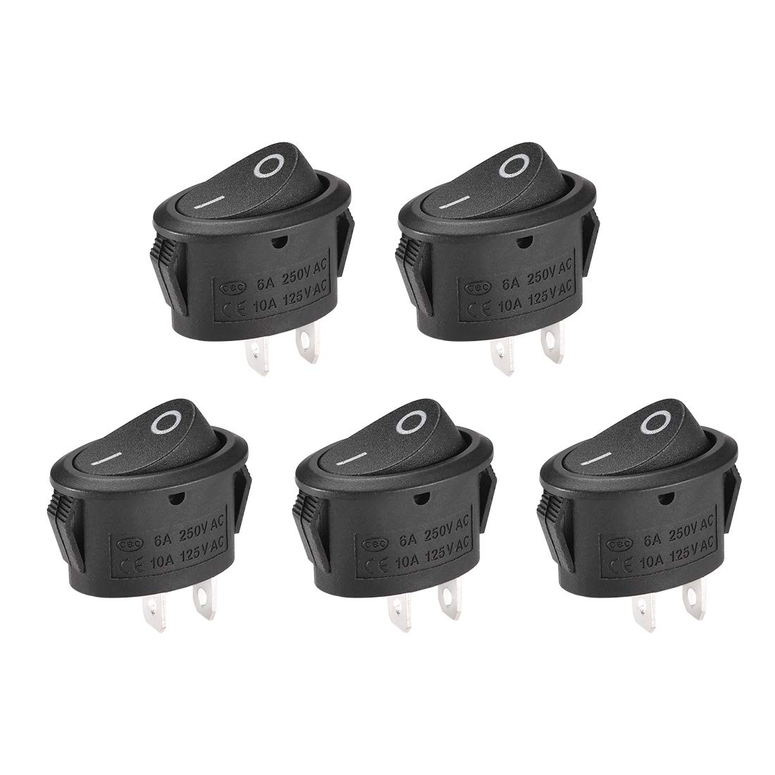 uxcell SPST Boat Rocker Switch Oval Toggle Switch for Boat Marine 2pins ON/OFF AC250V/6A 125V/10A 5pcs