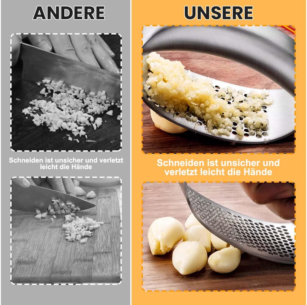 Premium Knoblauchpresse Aus Edelstahl, 2025 Neu Knoblauchwippe, Knoblauchpresse Spülmaschinenfest, Handlich & Leicht Zu Reinigen, Garlic Press Für Zerkleinert Knoblauch & Ingwer Mühelos (1) 4