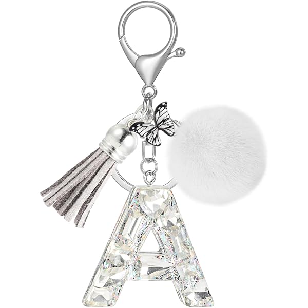 MZLGEK Cute Shoe Keychains With Initial Letters - Mini Backpack Charms, White