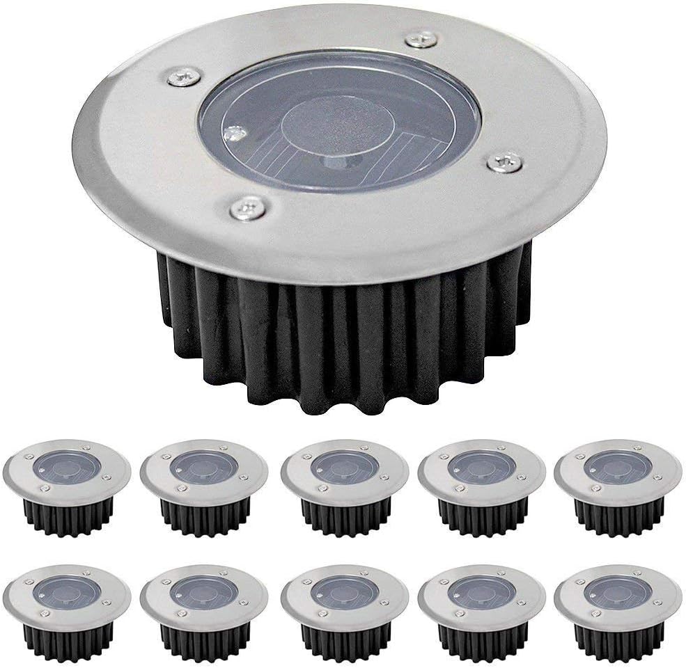 KitaBulb LED Solar Ground Lights, Outdoor Garden Pathway Waterproof Landscape Round Lamp, for Path Yard Driveway Lawn - Pack of 10