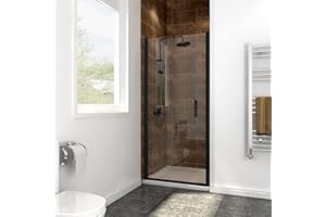 SUNNY SHOWER Adjustable 33.5-35 in. W x 72 in. H Frameless Pivot Shower Door,Matte Black Hardware Finish, Certified Clear Tempered Glass Shower Enclosure