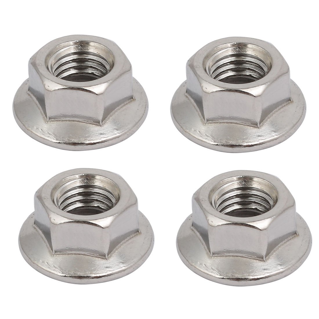 Sourcingmap 4pcs M10x1.5mm Pitch Metric Thread 304 Stainless Steel Left Hand Hex Flange Nut