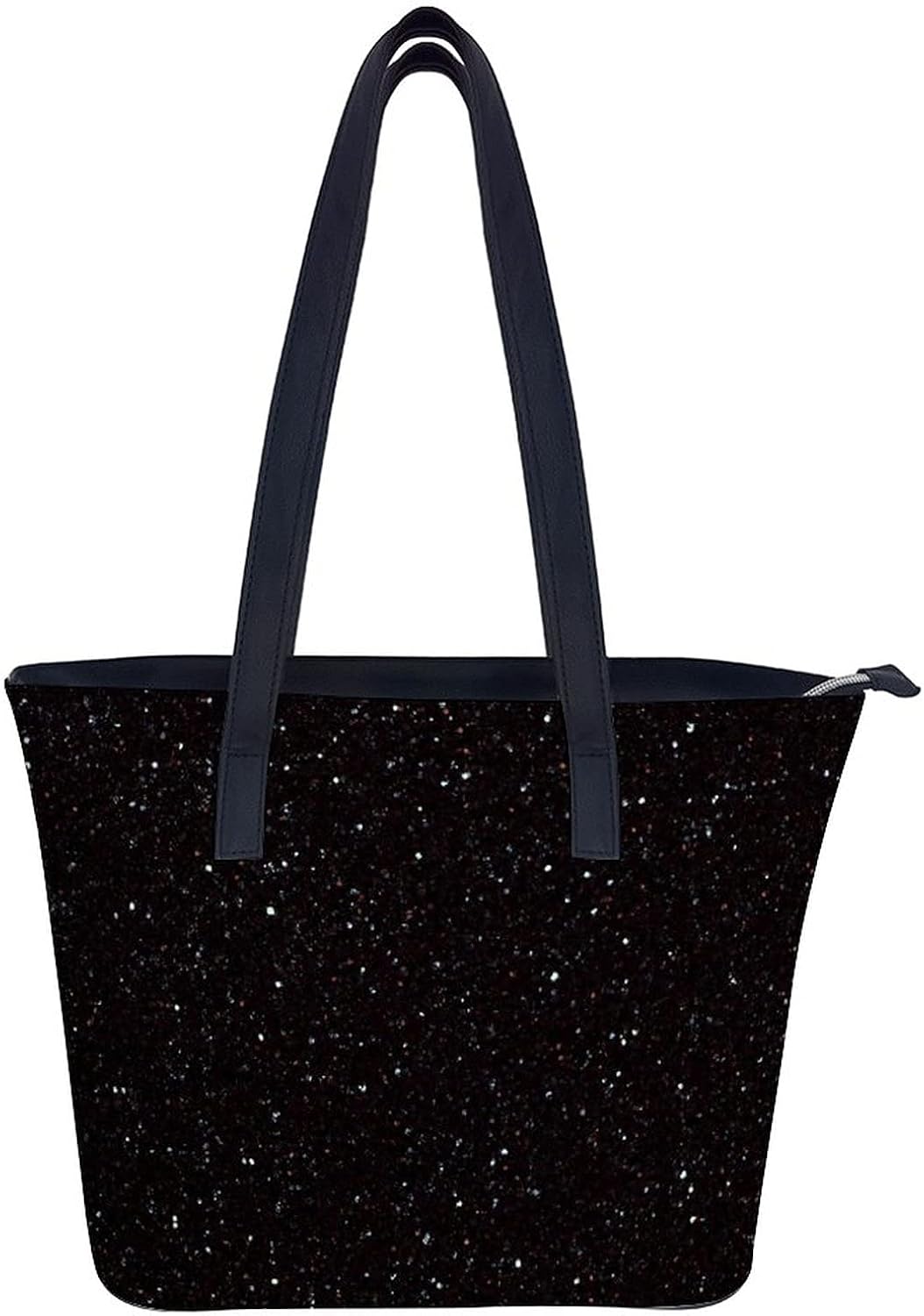 Dark Black Glitter Sparkle Bling Laptop Tote Bag Leather Bag, Dark
