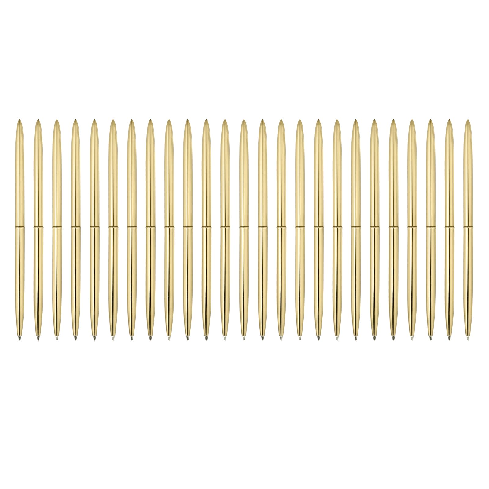 PATIKIL 25 Piece Slim Metal Ballpoint Pen, 1.0 mm Retractable Metallic Twist Black Ink Pen Writing Pen for Home Office Supplies, Gold Tone