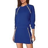 Nirovien Womens 2 Piece Workout Sets Athletic Skort Sets Active Tennis Outfits Crewneck Sweatshirt and Skort