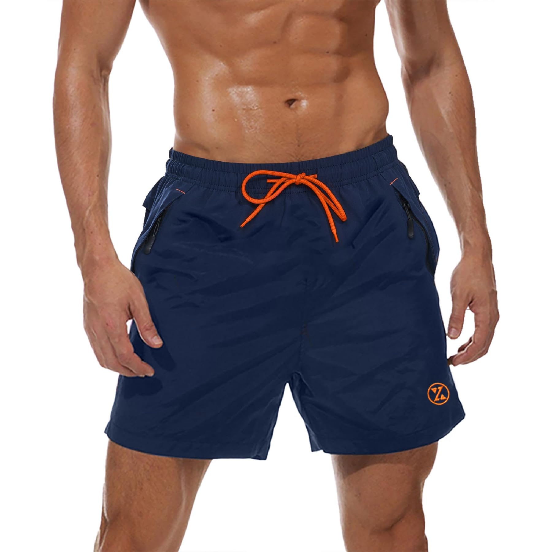 ZOXOZ Badehose Herren Badeshorts Männer Shorts Kurze Hosen Herren Schwimmhose Schnelltrocknend Surfen Boardshorts Strandshorts Beachshorts mit Mesh-Futter und Reissverschlusstasche Bleu Foncé S