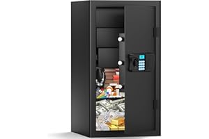 BUKUMO 5.0 Cuft Large Home Safe Fireproof Waterproof, Anti-Theft Fireproof Safe Box with Removable Drawer & Shelf, Digital Security Document Safe for Home Business Office