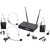 Rockville RWM-200 L2 Dual Lavalier/Lapel and Headset UHF Wireless Mic | 200 Channels, XLR/1/4" Outputs, 500' Range, Metal Receiver, Belt Pack EQ, One-Key Pairing, FCC Compliant