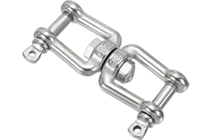 PATIKIL Double Shackle Swivel Hook M6 Working Load 300kg/66lbs, 304 Stainless Steel Jaw to Jaw Swivel Shackle Ring Connector 