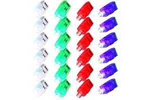 LED Finger Lights Colorful Plastic Finger Thumb Ring Band Flashlight Toy for Kids Adults 24pcs.