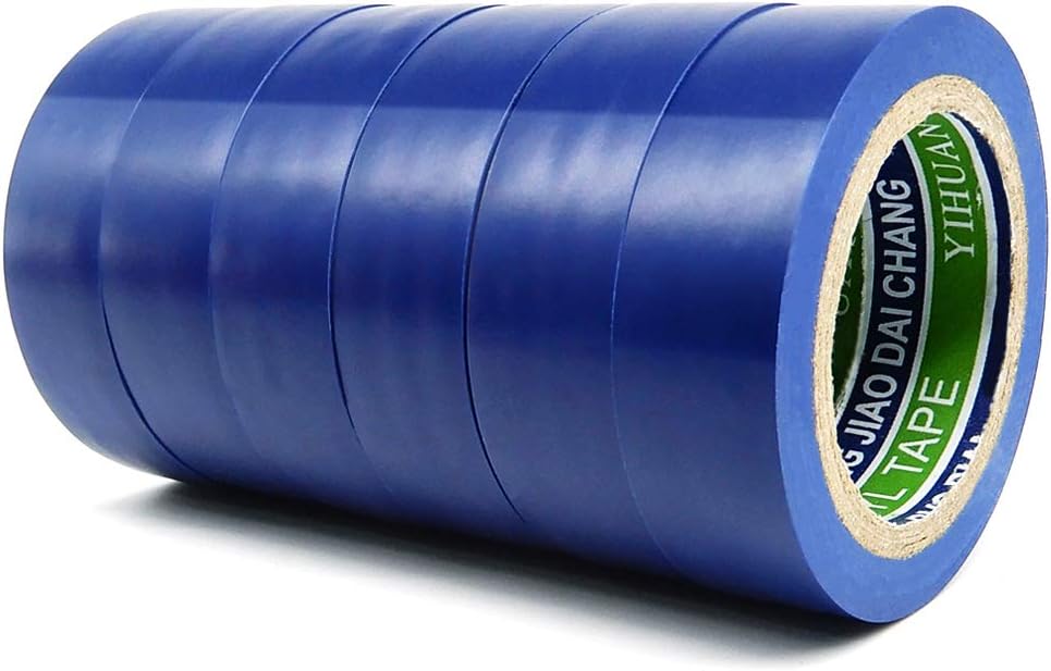 6 Pack Electrical Insulation Tape - Maveek 0.67inch x 29.5ft PVC Waterproof, Flame Retardant, UL Listed, Strong Rubber Based Adhesive Gaffer Tapes(Blue)