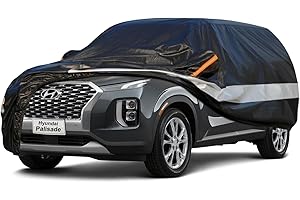 Holthly 10 Layers SUV Car Cover Custom Fit for Hyundai Palisade (2019-2024),Waterproof All Weather for Automobiles, Outdoor Full Cover Sun UV Rain Protection with Zipper Cotton.Black