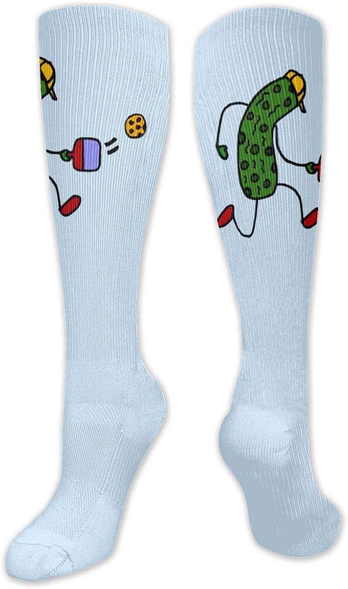 Pickle Playing Pickleball Novelty Crew Socks Knee High