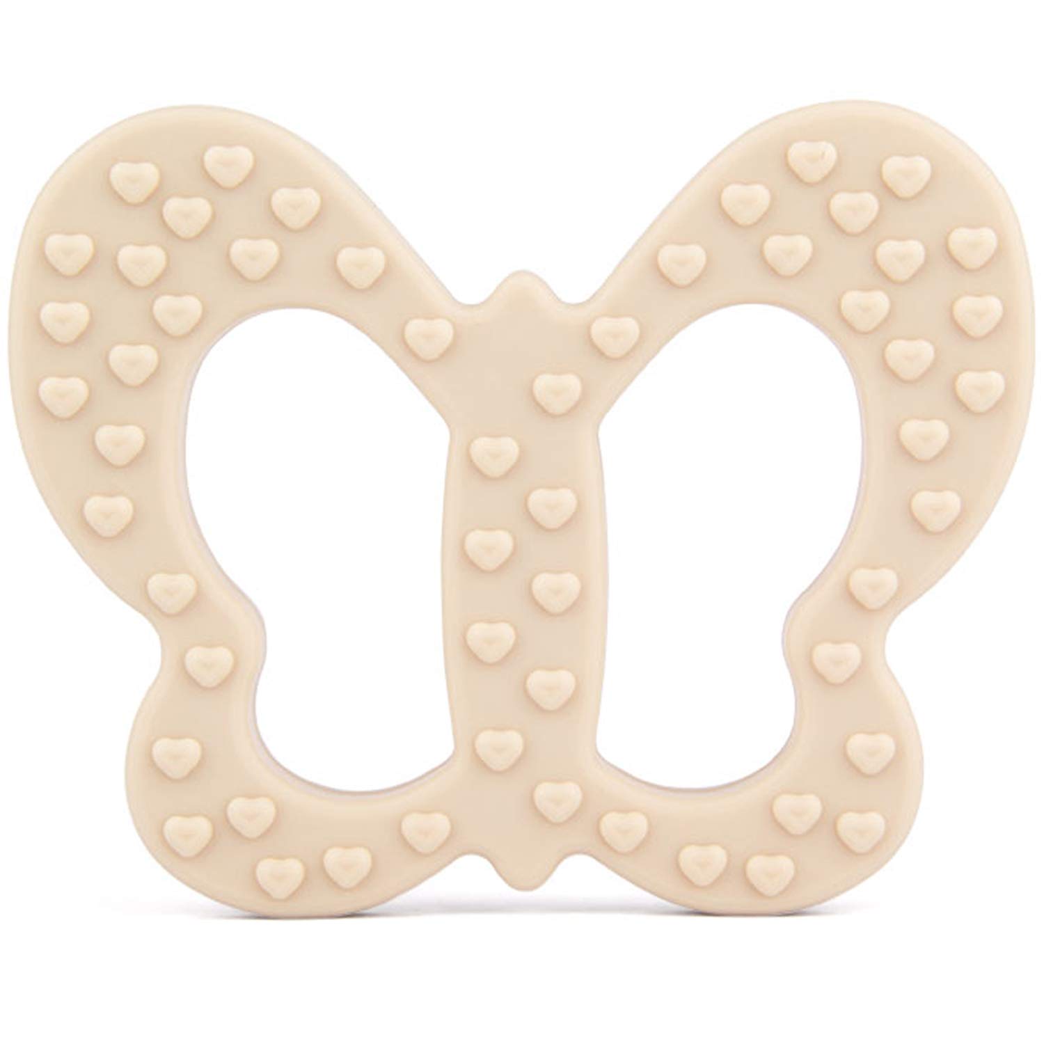PREMYO Teething Toy for Baby Teether Silicone - Soothes Sore Gum Pain - Easy to Grab BPA Free Butterfly White