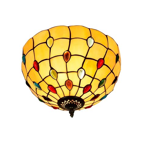 Tiffany Style Flush Mount Ceiling Light Stained Glass Lamp Shade