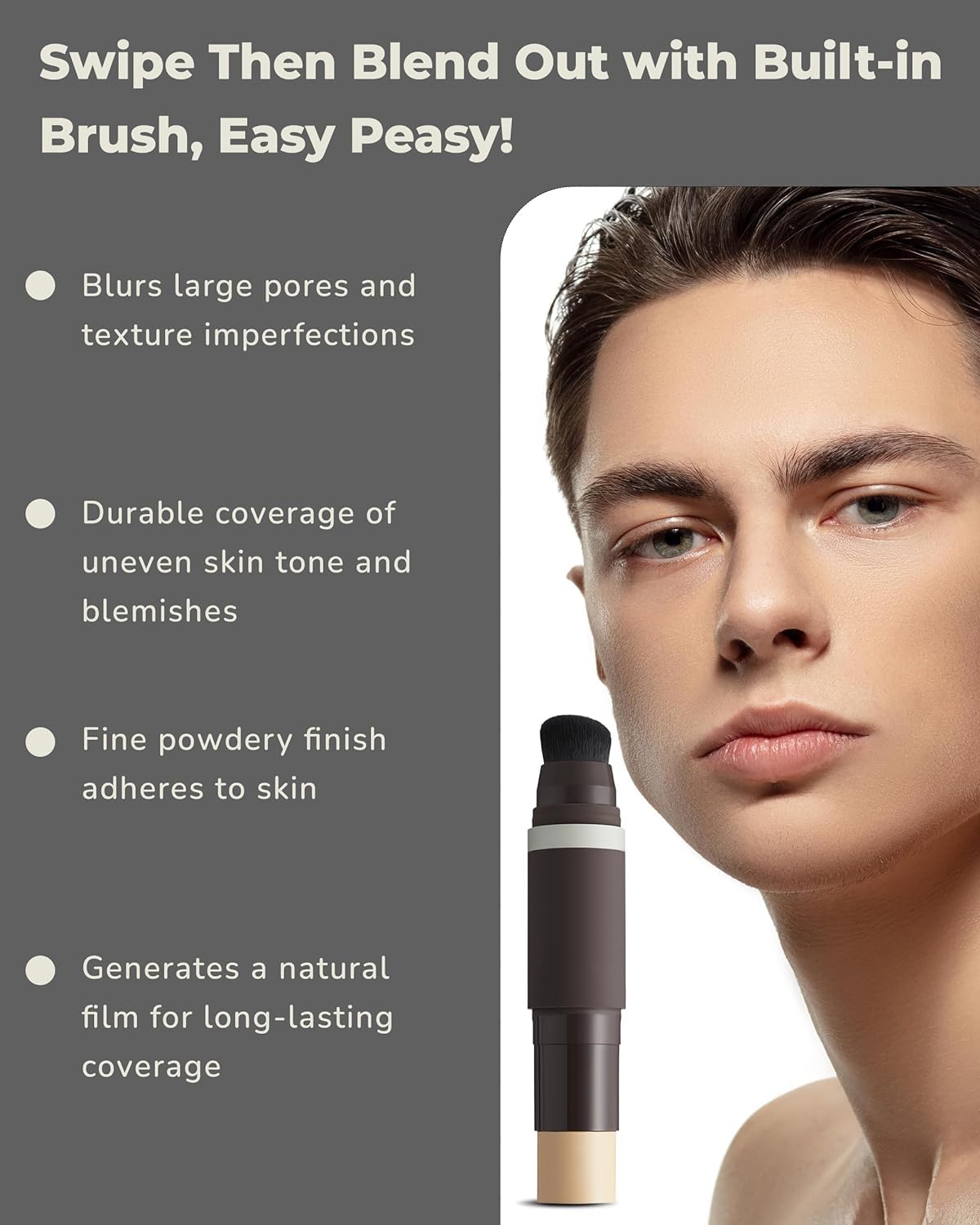 OBgE Natural Cover Foundation #23 (Beige, 0.5oz)- Stick Foundation with Brush for Flawless Skin Tone Correction and Coverage. Long-Lasting Wear for Daily Use.