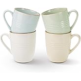 famiware Jupiter Coffee Mugs Set of 4, 13 oz Coffee Mug, Microwave and Dishwasher Safe, Coffee Cups with Handle for Coffee, Tea, Cocoa, Milk, Multi-color