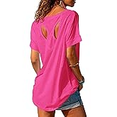 MIRACMODA Women Open Back Athlete Loose Fitting Workout Casual Yoga T-Shirt Summer Gym Tee