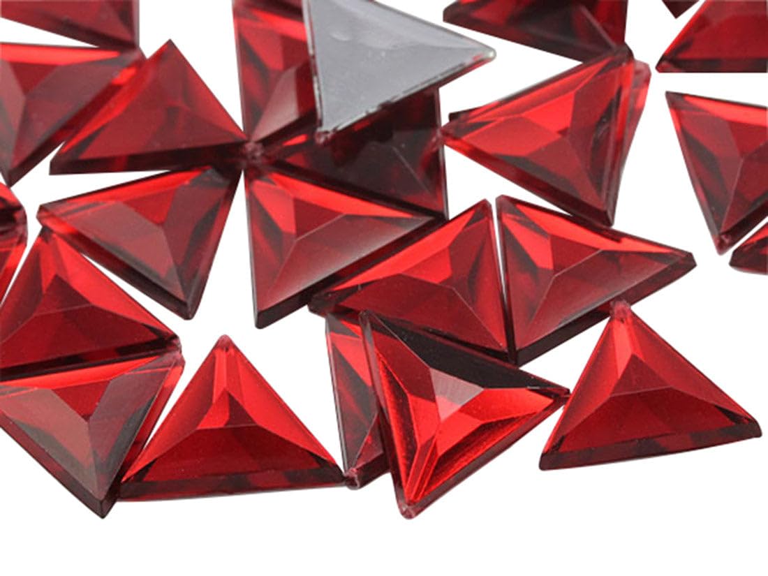 Allstarco 13mm Flat Back Triangle Acrylic Rhinestones Plastic Gems Plastic Costume Jewels Embelishments - 50 Pieces (Red Ruby .TM) — image 1