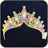 JAKAWIN Light Up Rhinestone Crown Gold Crystal Headpiece Bridal Wedding Hair Accessories for Women