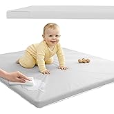 Sleepah Vegan Leather Baby Play Mat, 50x50 Thicken Foam Cushioned & Waterproof Playpen Mat for Infants and Toddlers, Stylish and Just Wipe-Clean Playmat for Baby Play on Floor Grey
