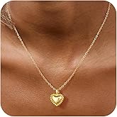 JIKASI 18K Gold Plated Necklace for Women, Heart Pendant Necklace Chunky Paperclip Choker Necklace for Gifts on Birthday Holidays Jewelry for Women