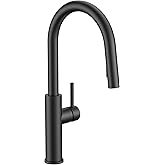 FORIOUS Kitchen Faucet with Pull Down Sprayer, Classic Matte Black, Single Handle High Arc Stainless Steel Kitchen Sink Faucet, 1 or 3 Hole Deck Mount for RV, Bar, Farmhouse, Laundry, Outdoor