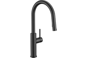 FORIOUS Kitchen Faucet with Pull Down Sprayer, Classic Matte Black, Single Handle High Arc Stainless Steel Kitchen Sink Faucet, 1 or 3 Hole Deck Mount for RV, Bar, Farmhouse, Laundry, Outdoor