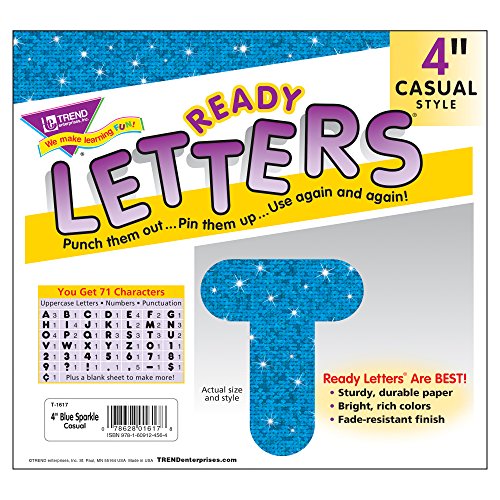 Trend Enterprises Blue Sparkle 4" Casual Ready Letters, 72/pkg (T-1617)