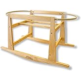 Milo & Nook Baby Moses Basket Stand – Solid Pine Wood Structure, Sturdy, Safe & Light Weight, Portable Rocking Bassinet for B