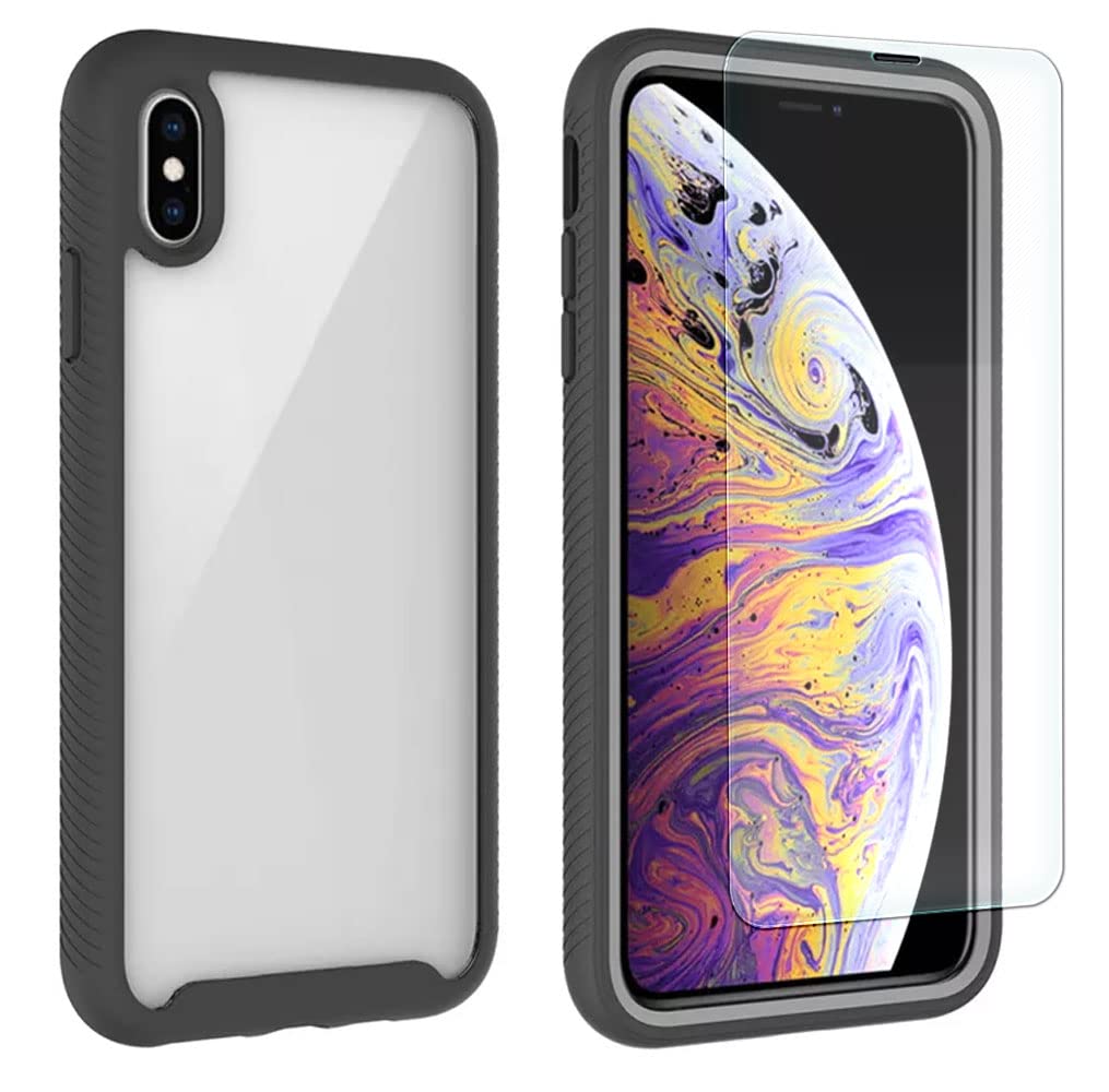 SDTEK Case Compatible with iPhone XR, Full Body with Glass Screen Protector Front and Back Protection 360 Phone Cover