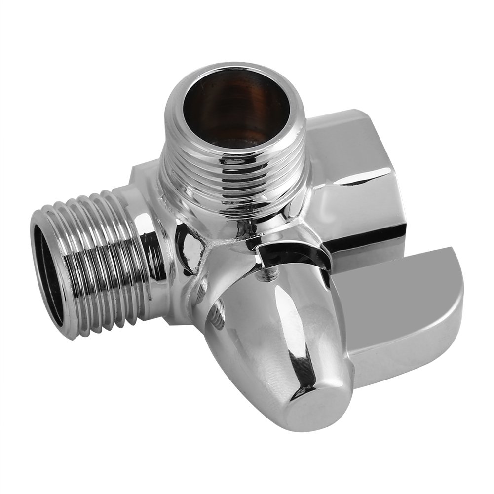 Shower Diverter Valve, 3-Way Brass Chrome Diverter G1/2" T Shape Adapter Valve for Shower Arm Mounted